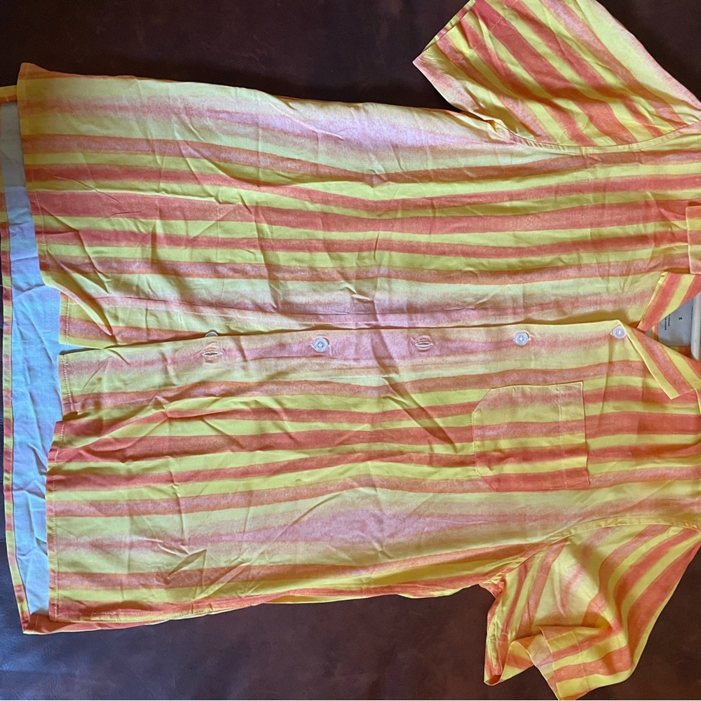 OAS Viscose Yellow and Orange Striped Shirt